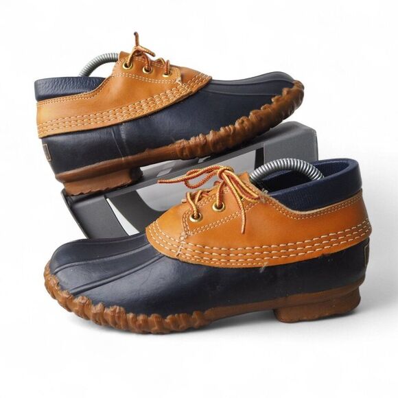 L.L. Bean Vintage Maine Hunting Shoe Ankle Duck Boots Navy / Brown Women's 7 - Picture 1 of 11